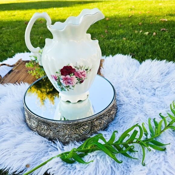 New VTG Formalities By Baum Bros Victorian Rose Detail Classic Ceramic Pitcher. - Picture 13 of 15